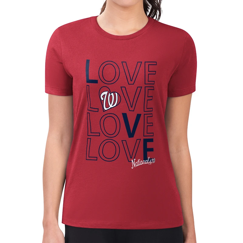 Women's G-III 4Her by Carl Banks Red Washington Nationals Super-Slim Fit Lightweight Love Graphic Team T-Shirt
