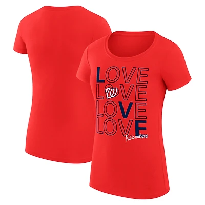 Women's G-III 4Her by Carl Banks Red Washington Nationals Super-Slim Fit Lightweight Love Graphic Team T-Shirt