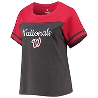 Women's Heathered Charcoal/Red Washington Nationals Plus Colorblock T-Shirt