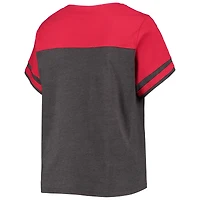 Women's Heathered Charcoal/Red Washington Nationals Plus Colorblock T-Shirt