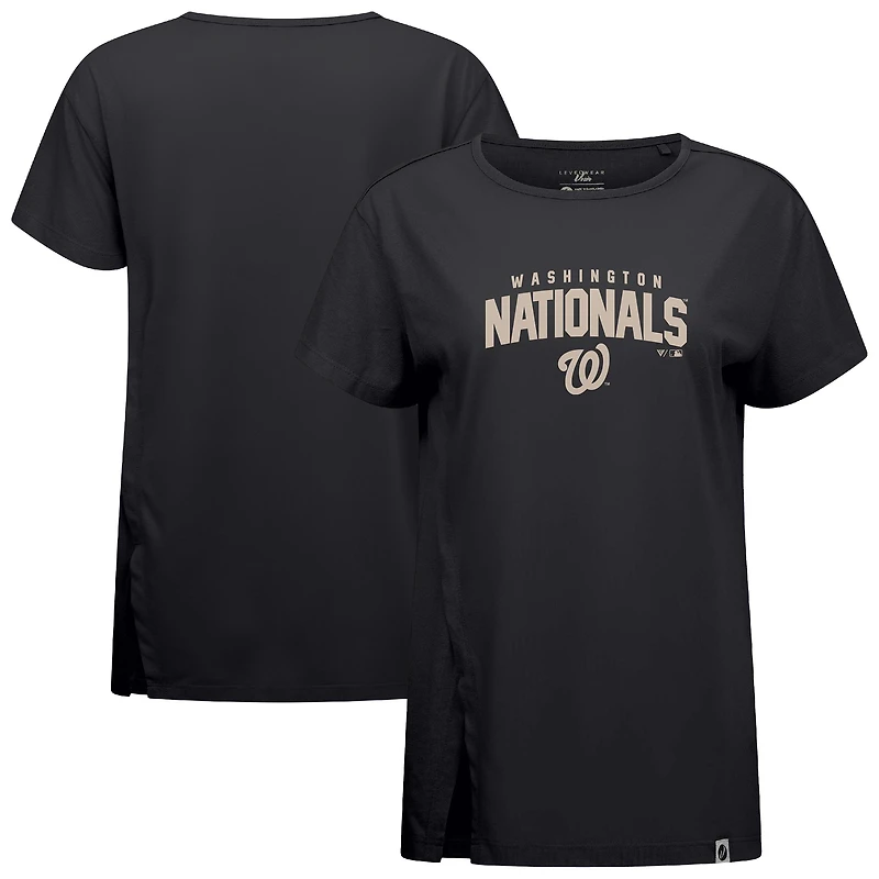 Women's Levelwear Black Washington Nationals Influx Team Arch T-Shirt