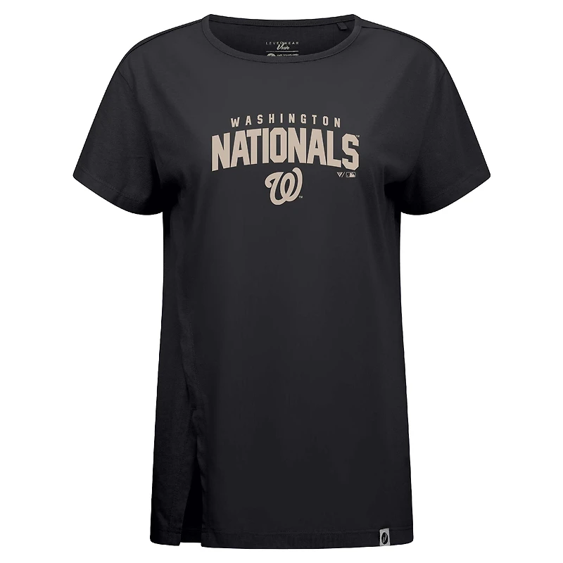 Women's Levelwear Black Washington Nationals Influx Team Arch T-Shirt