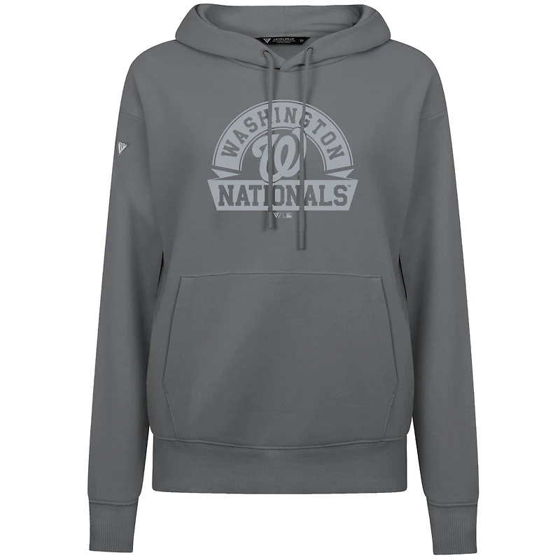 Women's Levelwear Gray Washington Nationals Adorn Banner Arch Pullover Hoodie