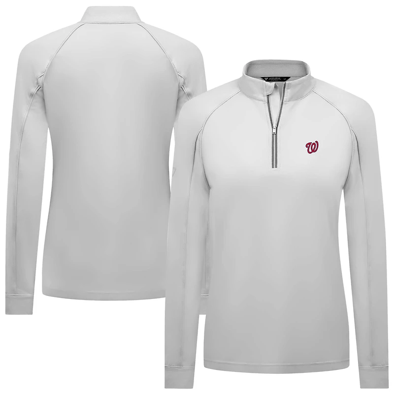 Women's Levelwear White Washington Nationals Kinetic Insignia 2.0 Raglan Quarter-Zip Top