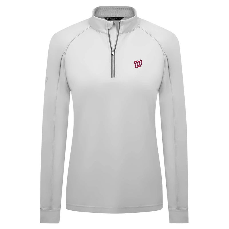 Women's Levelwear White Washington Nationals Kinetic Insignia 2.0 Raglan Quarter-Zip Top