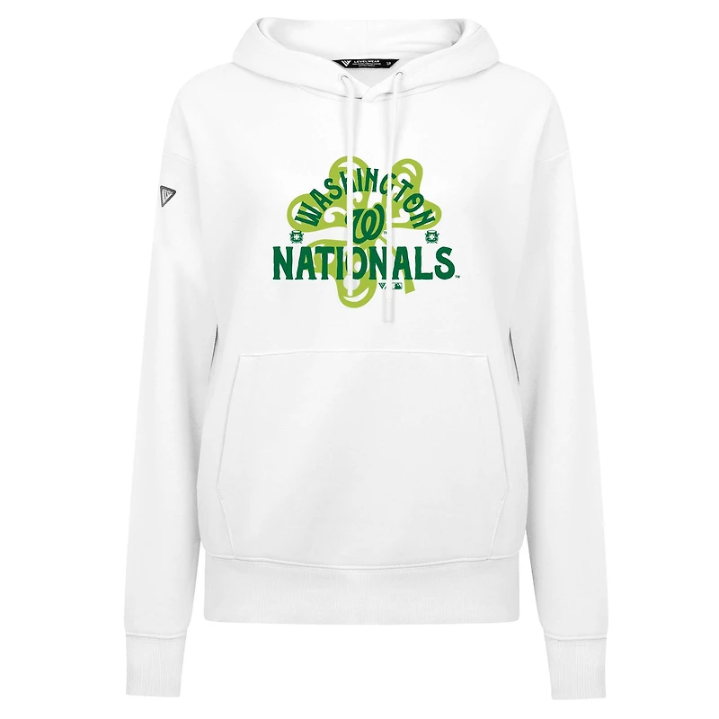 Sweat à capuche blanc pour femme Levelwear Washington Nationals St. Patrick's Day Adorn Shamrock