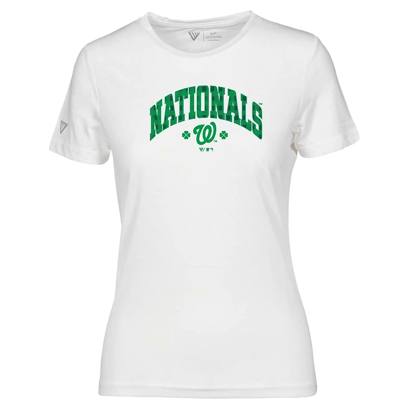 T-shirt à carreaux Maddox pour la Saint-Patrick des Nationals de Washington femme, blanc, Levelwear