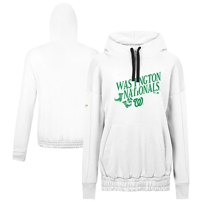 Women's Levelwear  White Washington Nationals St. Patrick's Day Waterfall Boots Pullover Hoodie