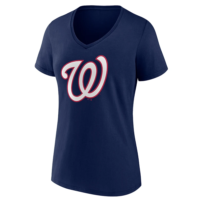 Women's Logo Athletic Navy Washington Nationals Official V-Neck T-Shirt