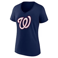 Women's Logo Athletic  Navy Washington Nationals Official V-Neck T-Shirt