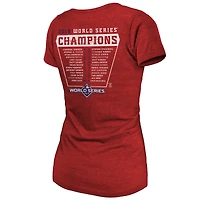 T-shirt Majestic Threads pour femme rouge Washington Nationals 2019 World Series Champions Roster