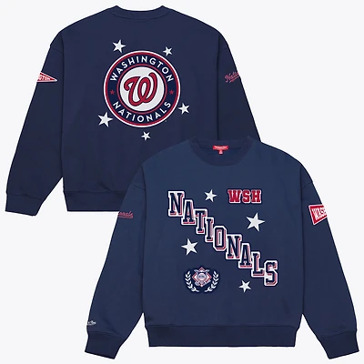 Sweat-shirt Mitchell & Ness bleu marine pour femmes, édition spéciale Washington Nationals.