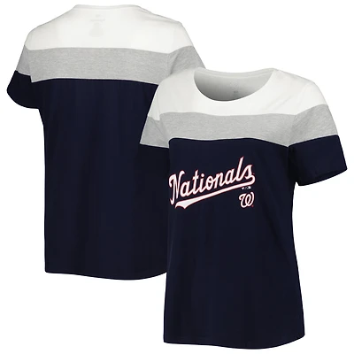 T-shirt pour femme bleu marine/gris chiné Washington Nationals colorblock grande taille