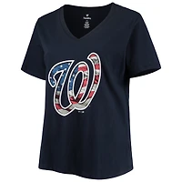 T-shirt à encolure en V taille plus pour femme des Nationals de Washington bleu marine