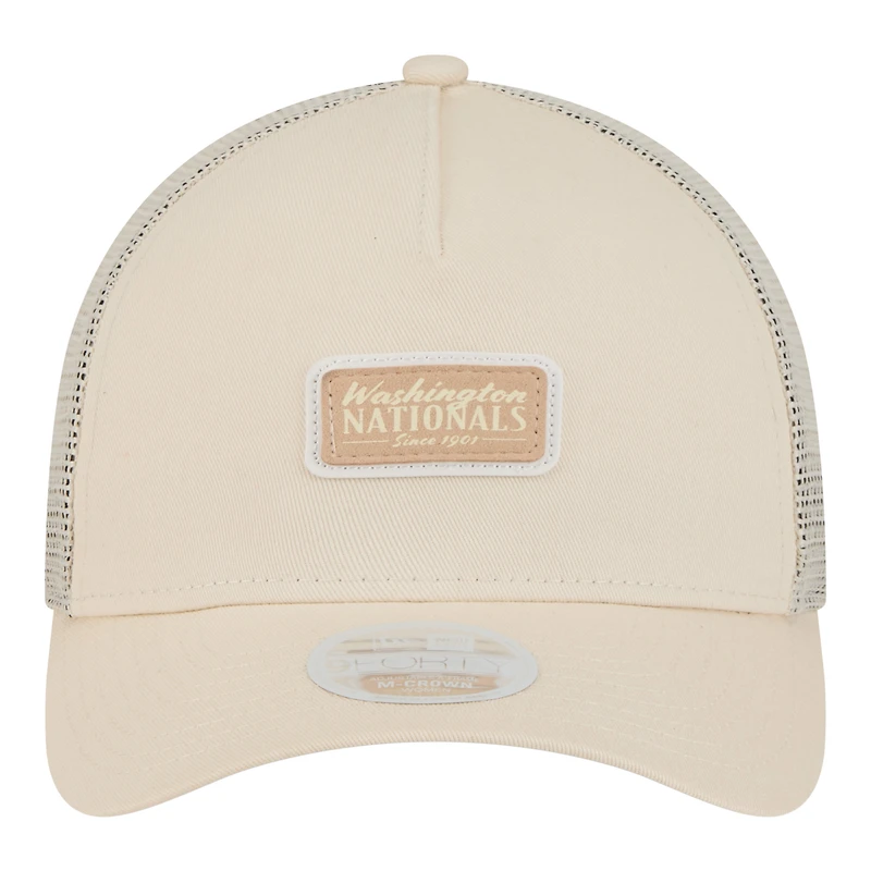 Women's New Era Light Beige Washington Nationals Tonal Patch 9FORTY M-Crown A-Frame Trucker Adjustable Hat