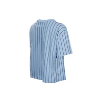 Women's New Era  Light Blue Washington Nationals City Connect Throwback Meshback Pinstripe Boxy T-Shirt