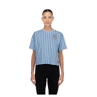 T-shirt New Era bleu clair pour femme, Washington Nationals City Connect Throwback Meshback à rayures, coupe carrée