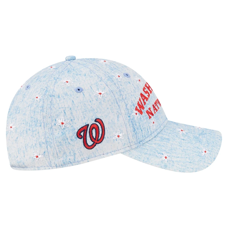 Women's New Era Light Blue Washington Nationals Daisy All Over 9TWENTY Adjustable Hat