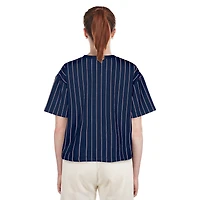 Women's New Era Navy Washington Nationals 2025 City Connect Pinstripe T-Shirt