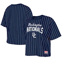 T-shirt à rayures fines City Connect 2025 bleu marine New Era pour femme des Washington Nationals
