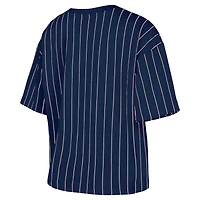 T-shirt à rayures fines City Connect 2025 bleu marine New Era pour femme des Washington Nationals