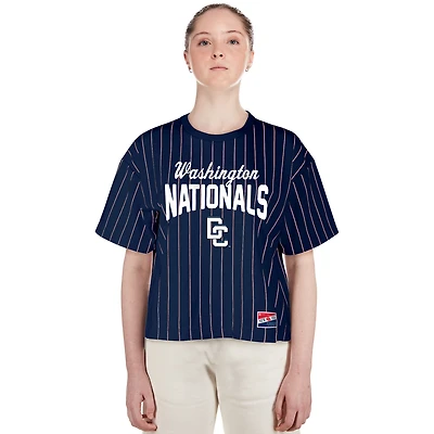 Women's New Era Navy Washington Nationals 2025 City Connect Pinstripe T-Shirt