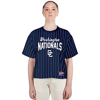 Women's New Era Navy Washington Nationals 2025 City Connect Pinstripe T-Shirt