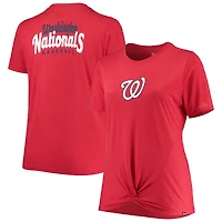 Women's New Era Red Washington Nationals Plus 2-Hit Front Knot T-Shirt