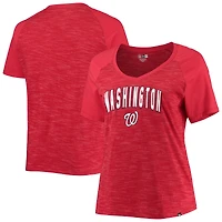 NWE WANATS RED WOMEN'S PLUS SPACE DYE RAGLAN V-NECK SS TEE TEELADYSS