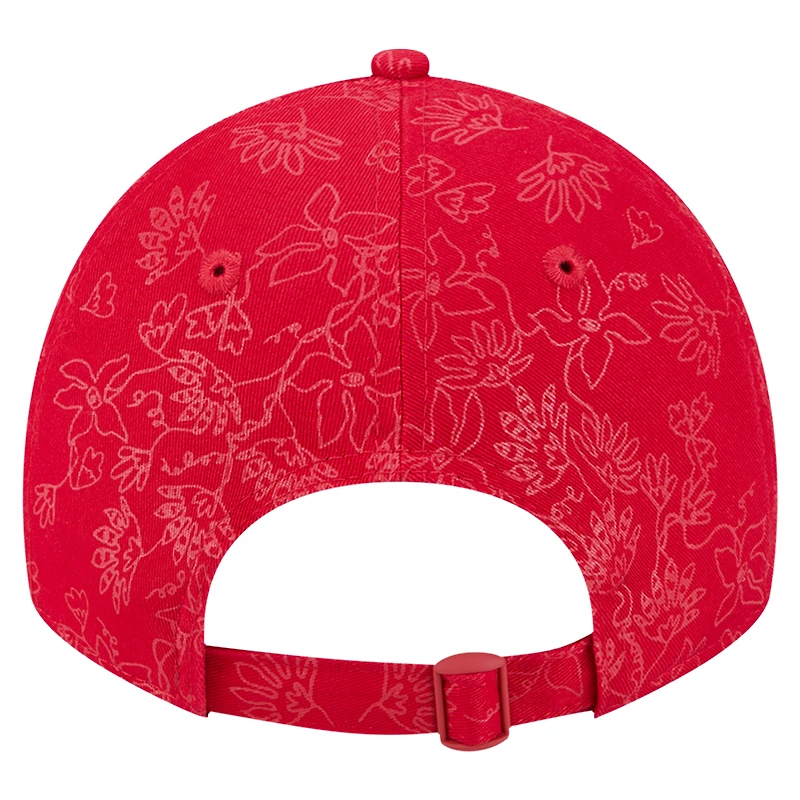 Casquette ajustable Washington Nationals 9TWENTY à motif floral ton sur ton pour femme New Era rouge