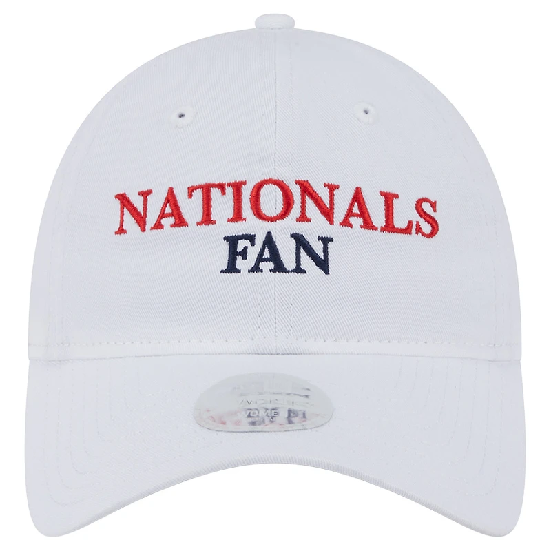 Casquette ajustable 9TWENTY blanche New Era pour femme, fan de l'équipe des Nationals de Washington