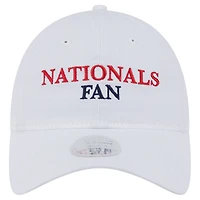 Casquette ajustable 9TWENTY blanche New Era pour femme, fan de l'équipe des Nationals de Washington