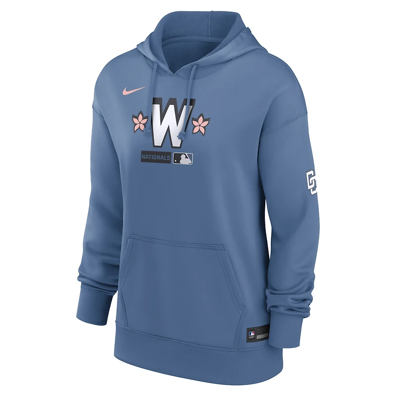 Sweat à capuche Nike City Connect Therma Authentic Collection bleu Washington Nationals pour femme