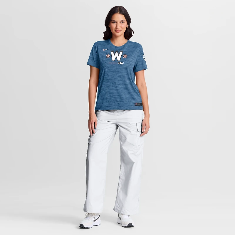 Women's Nike Blue Washington Nationals Authentic Collection City Connect Velocity Dri-FIT T-Shirt