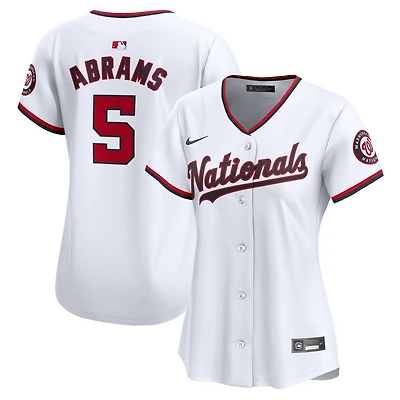 Maillot de joueur Nike CJ Abrams blanc Washington Nationals Home Limited pour femme