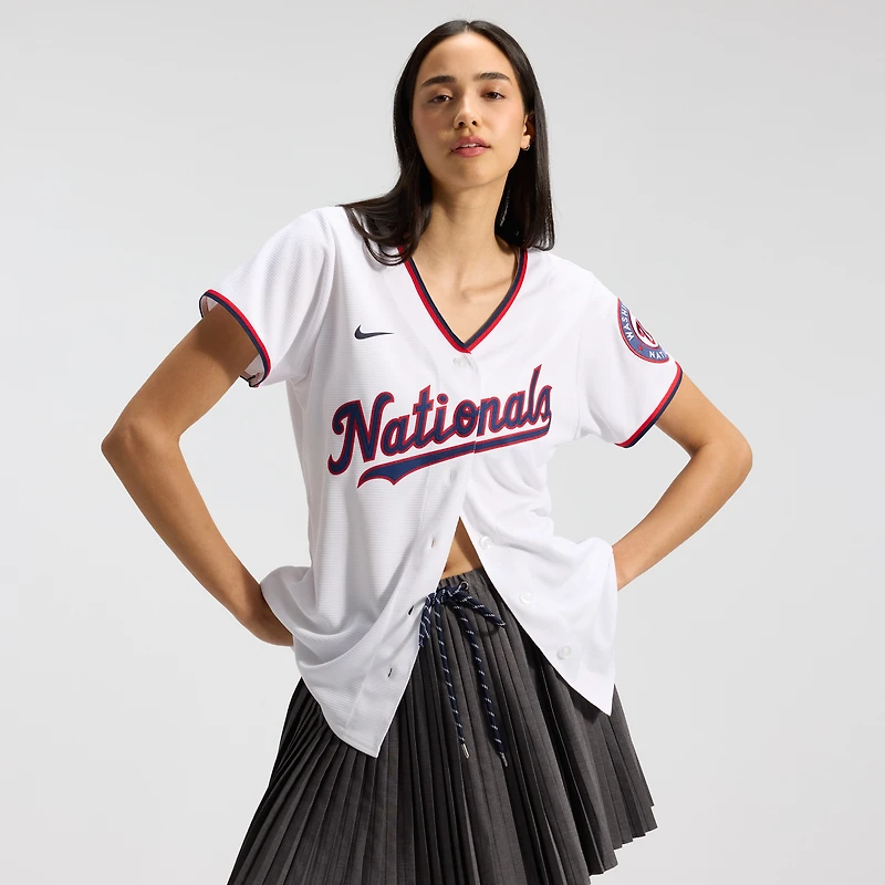 Maillot de joueur réplique à domicile Nike CJ Abrams pour femme des Nationals Washington, blanc