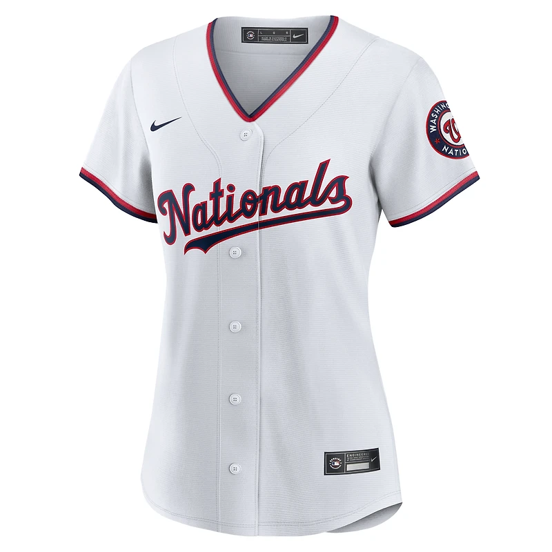 Maillot de joueur réplique à domicile Nike CJ Abrams pour femme des Nationals Washington, blanc
