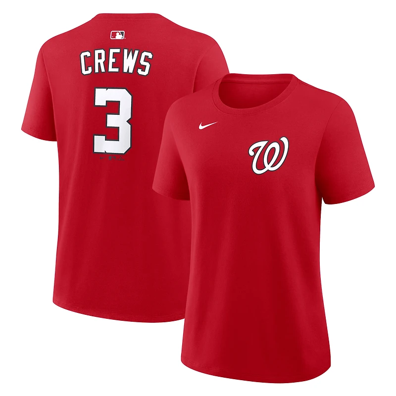 T-shirt Nike Dylan Crews rouge Washington Nationals pour femme, avec nom et numéro
