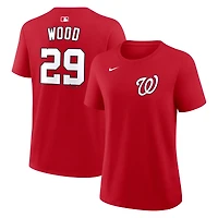 T-shirt Nike James Wood rouge Washington Nationals pour femme, avec nom et numéro