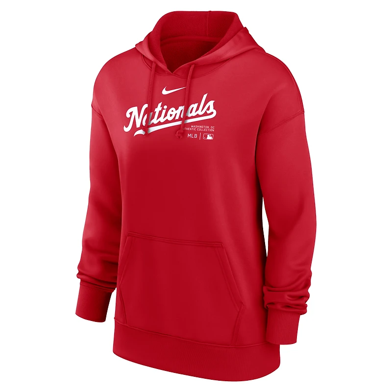 Sweat à capuche Nike Performance Authentic Collection pour femme, rouge, Washington Nationals
