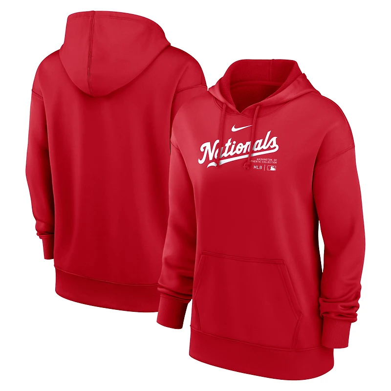 Women's Nike Red Washington Nationals Authentic Collection Performance Pullover Hoodie