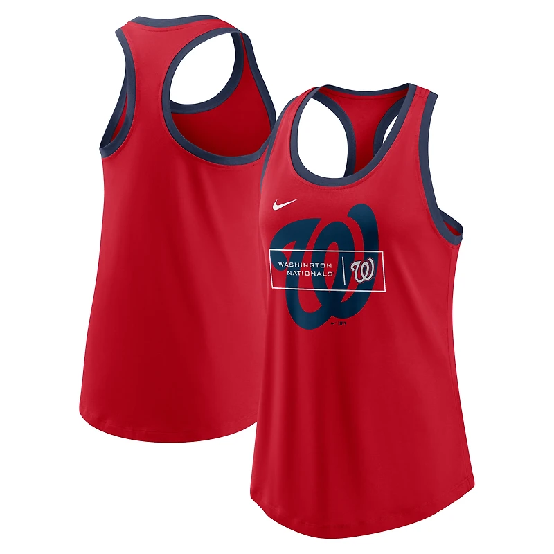 Débardeur performance à dos nageur Nike X-Ray des Washington Nationals pour femme rouge
