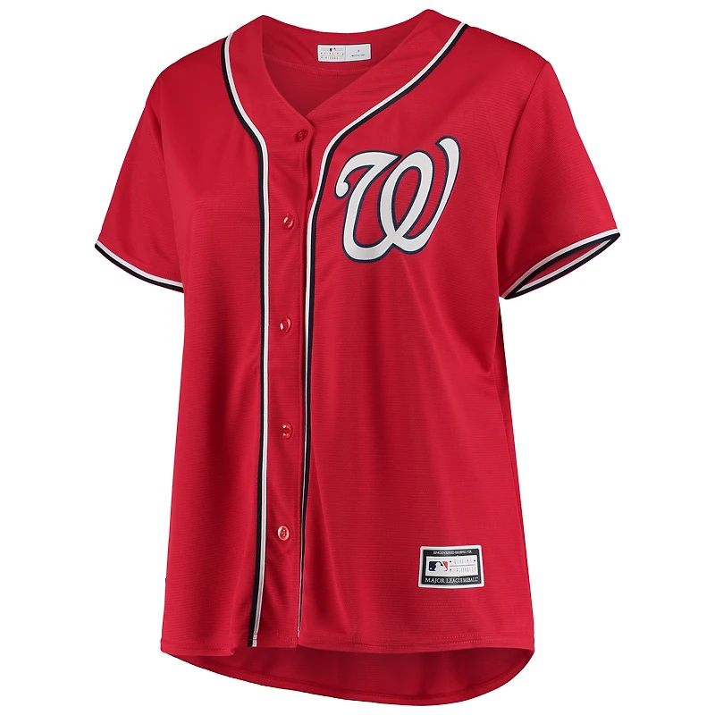 Maillot rouge de l'équipe réplique alternative grande taille des Nationals Washington pour femmes