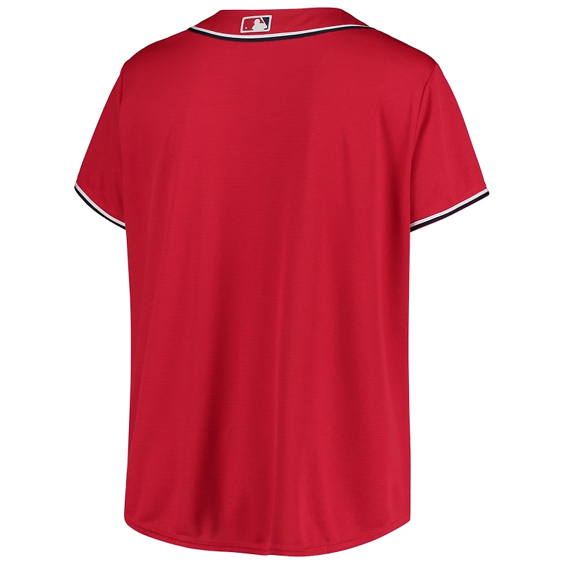 Maillot rouge de l'équipe réplique alternative grande taille des Nationals Washington pour femmes