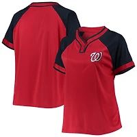 T-shirt raglan rouge grande taille des Nationals de Washington pour femmes
