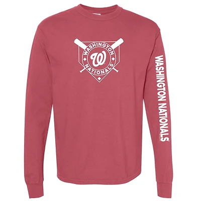 T-shirt à manches longues teinté pigmenté rouge doux comme un raisin pour femme des Nationals de Washington