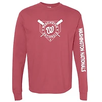 T-shirt à manches longues teinté pigmenté rouge doux comme un raisin pour femme des Nationals de Washington