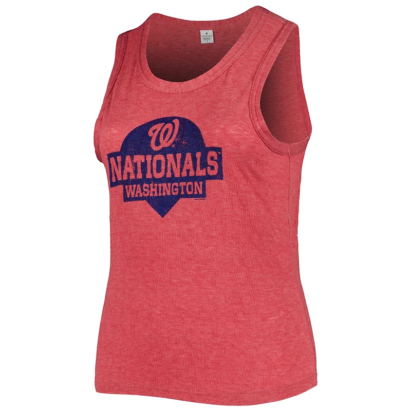 Women's Soft as a Grape Red Washington Nationals Plus High Neck Tri-Blend Tank Top