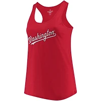 Women's Soft as a Grape Red Washington Nationals Plus Swing for the Fences Racerback Tank Top