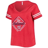 T-shirt en jersey a encolure V taille plus Soft as Grape Red Washington Nationals pour femme